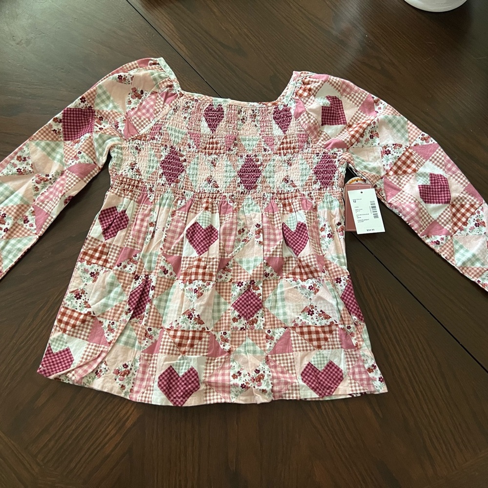 Smocked Gymboree Pink and White Heart Blouse